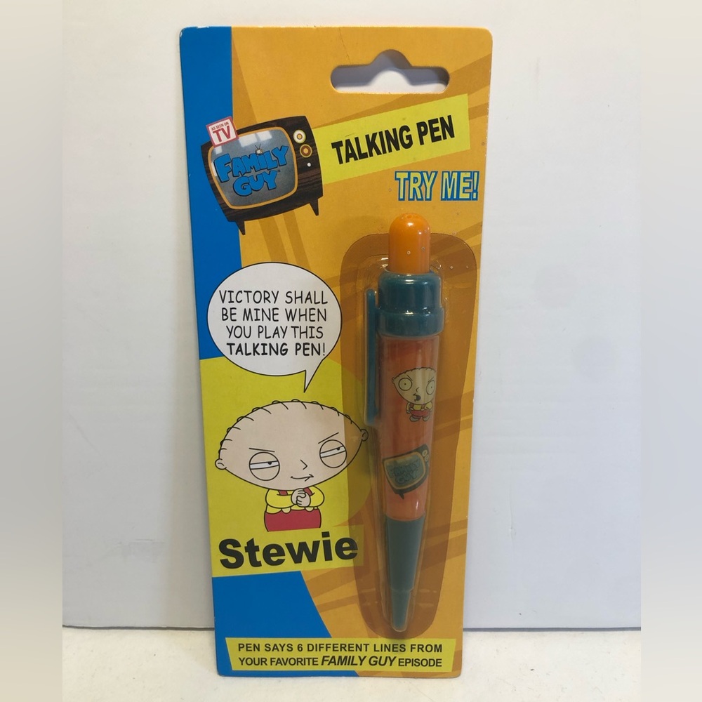 Family Guy Stewie Talking Pen 6 Different Lines 2006 New Sealed Needs Battery